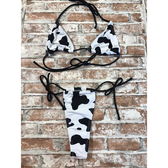 Unbranded Other - Sexy Women’s Bikini Set Mini Halterneck Triangle Top One Sm Cow DESIGN Swimsuit